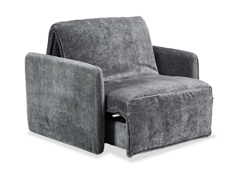 Fauteuil-lit Dawn de 42 po en tissu de chenille - gris
