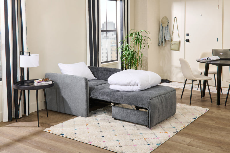 Fauteuil-lit Dawn de 42 po en tissu de chenille - gris