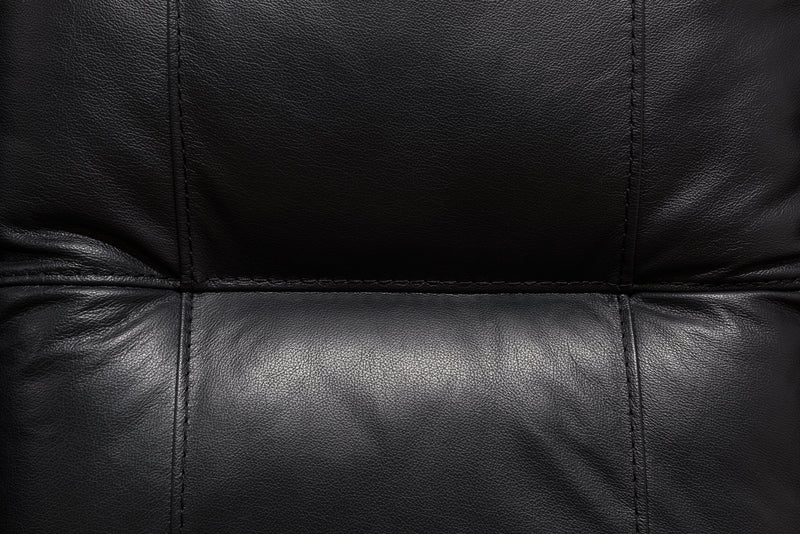 Fauteuil à inclinaison électrique Dawson de 40 po fabriqué au Canada en cuir véritable avec port USB - noir