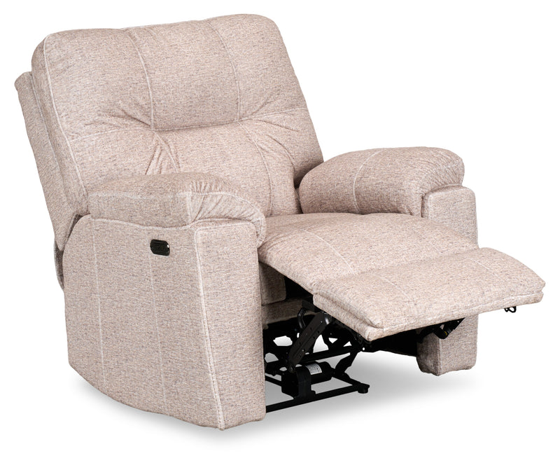 Fauteuil à inclinaison électrique Dawson de 40 po fabriqué au Canada en tissu avec port USB - beige