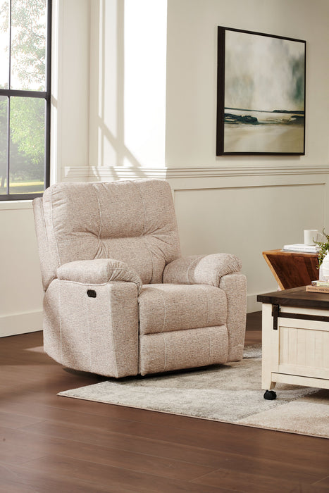 Fauteuil à inclinaison électrique Dawson de 40 po fabriqué au Canada en tissu avec port USB - beige