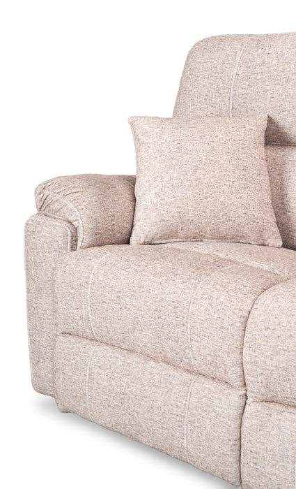 Sofa à inclinaison électrique Dawson de 87 po fabriqué au Canada en tissu avec port USB et coussins décoratifs - beige