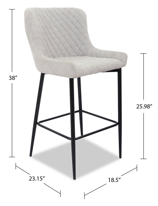 Tabouret Demi de hauteur comptoir en tissu d’apparence velours et en métal - taupe