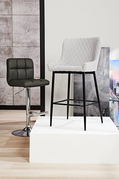 Tabouret Demi de hauteur comptoir en tissu d’apparence velours et en métal - taupe