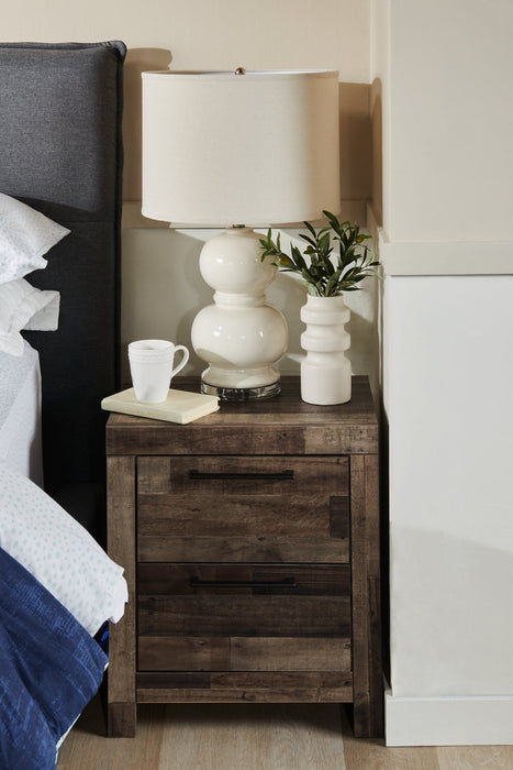 Table de nuit Derekson de 21,7 po (L) x 24,4 po (H) à 2 tiroirs avec ports USB - grise