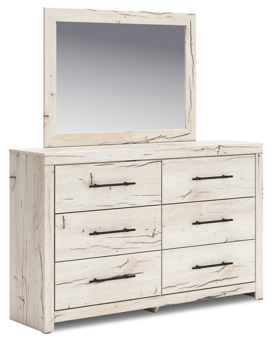 Miroir de commode de chambre à coucher Derekson - blanc rustique