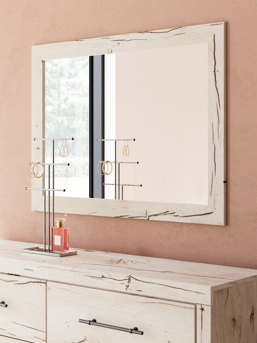 Miroir de commode de chambre à coucher Derekson - blanc rustique