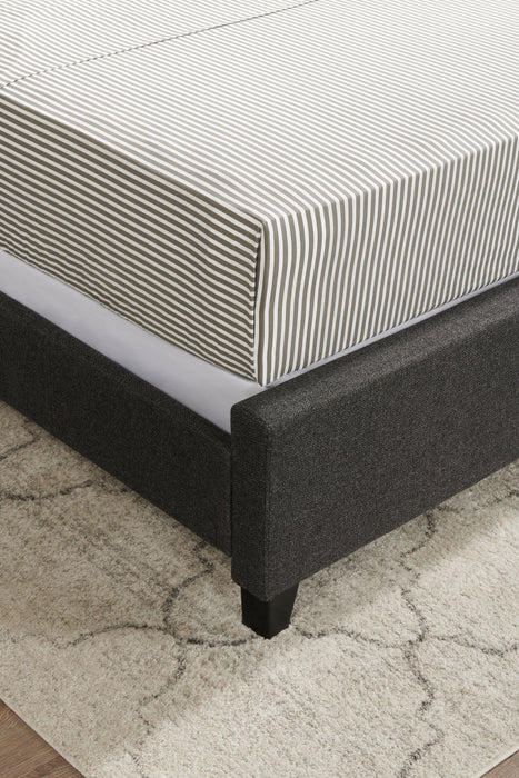 Ensemble de draps Striped de 4 pièces en coton pour très grand lit - gris foncé