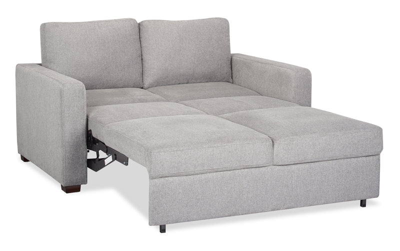 Sofa-lit Drift de 66,5 po en tissu d’apparence lin avec accoudoirs rectilignes - gris
