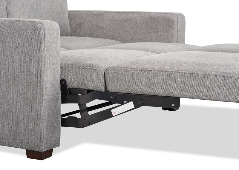 Sofa-lit Drift de 66,5 po en tissu d’apparence lin avec accoudoirs rectilignes - gris
