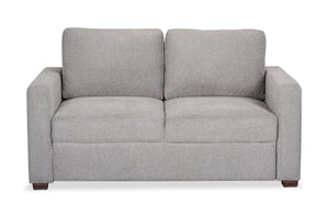 Sofa-lit Drift de 66,5 po en tissu d’apparence lin avec accoudoirs rectilignes - gris
