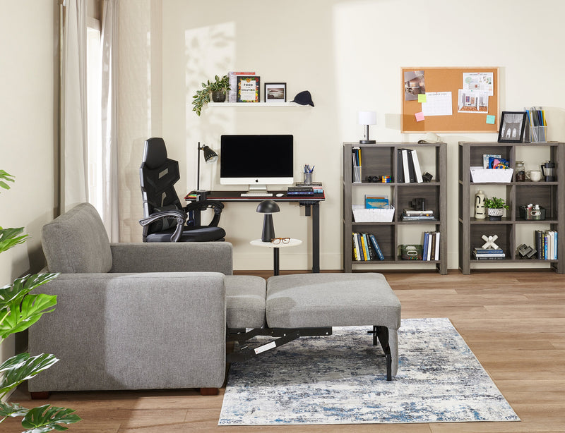 Sofa-lit Drift de 66,5 po en tissu d’apparence lin avec accoudoirs rectilignes - gris