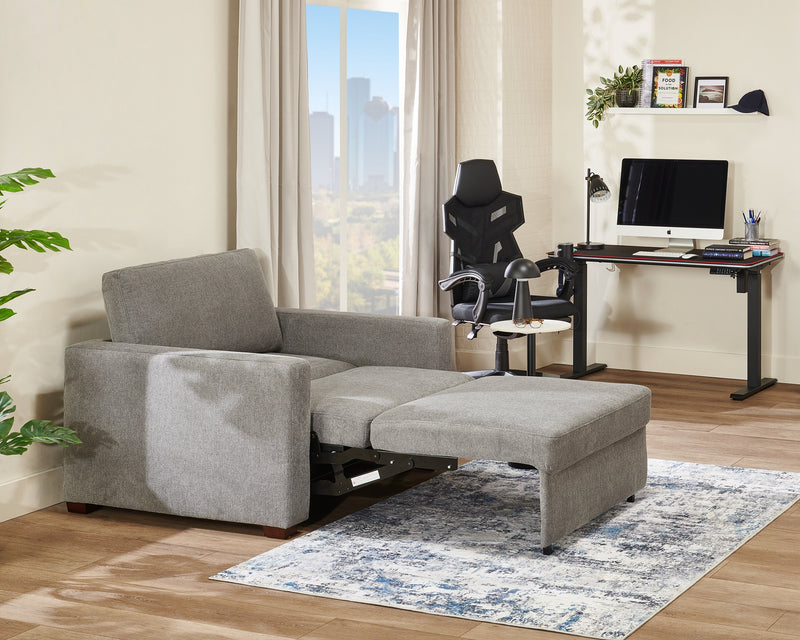 Sofa-lit Drift de 66,5 po en tissu d’apparence lin avec accoudoirs rectilignes - gris