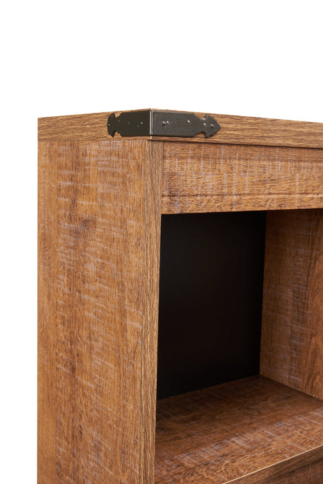 Ensemble lit matelot et tête de lit bibliothèque Driftwood pour enfants, brun - format lit simple