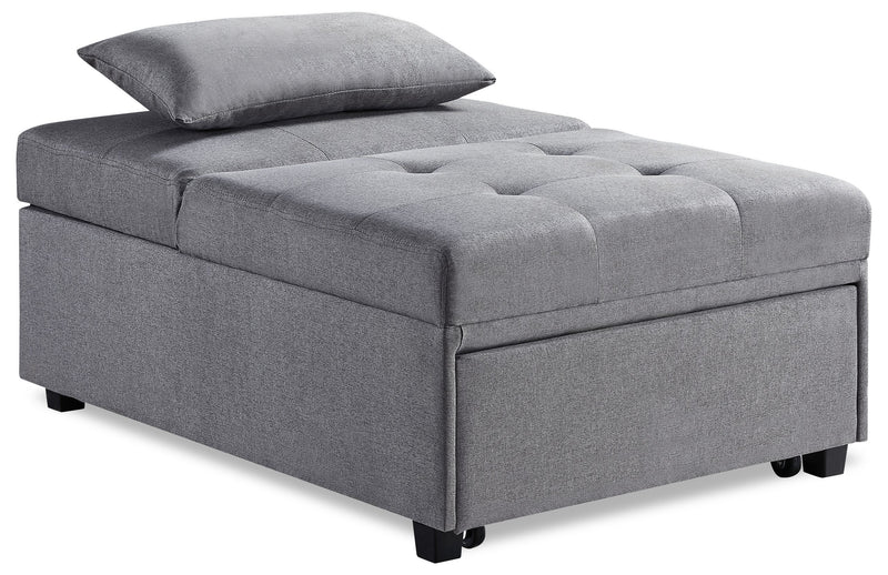 Fauteuil-lit convertible Dune de 43,75 po en tissu avec coussins capitonnés - gris