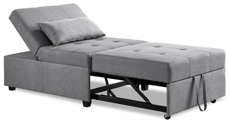 Fauteuil-lit convertible Dune de 43,75 po en tissu avec coussins capitonnés - gris