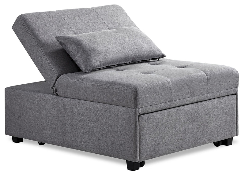 Fauteuil-lit convertible Dune de 43,75 po en tissu avec coussins capitonnés - gris