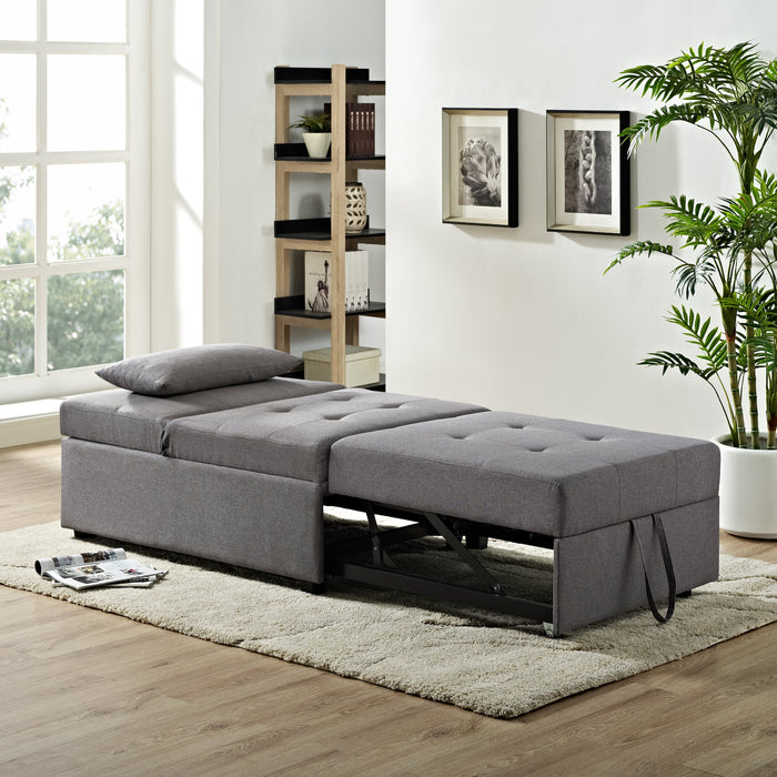 Fauteuil-lit convertible Dune de 43,75 po en tissu avec coussins capitonnés - gris
