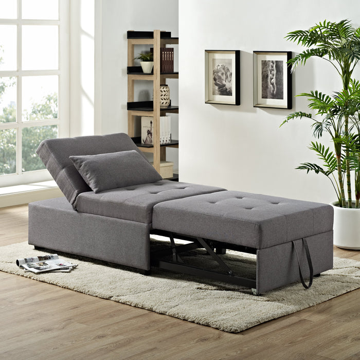 Fauteuil-lit convertible Dune de 43,75 po en tissu avec coussins capitonnés - gris