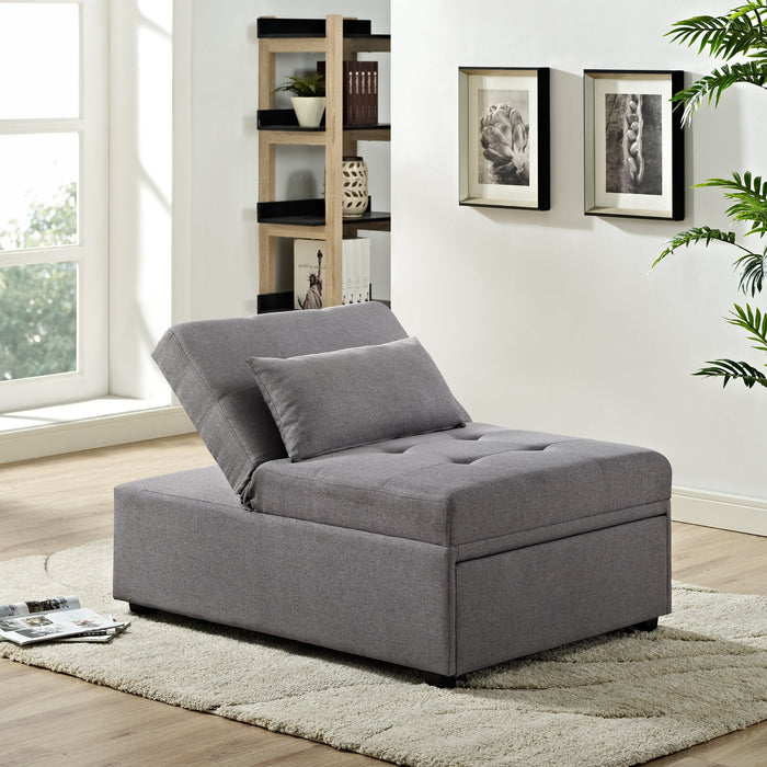 Fauteuil-lit convertible Dune de 43,75 po en tissu avec coussins capitonnés - gris