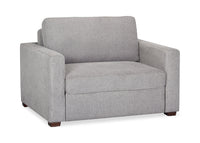  Fauteuil-lit Dusk de 52 po en tissu d’apparence lin avec accoudoirs rectilignes - gris