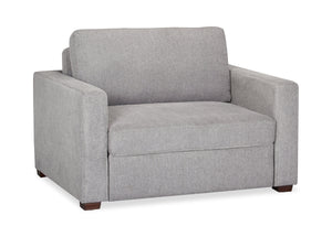 Fauteuil-lit Dusk de 52 po en tissu d’apparence lin avec accoudoirs rectilignes - gris