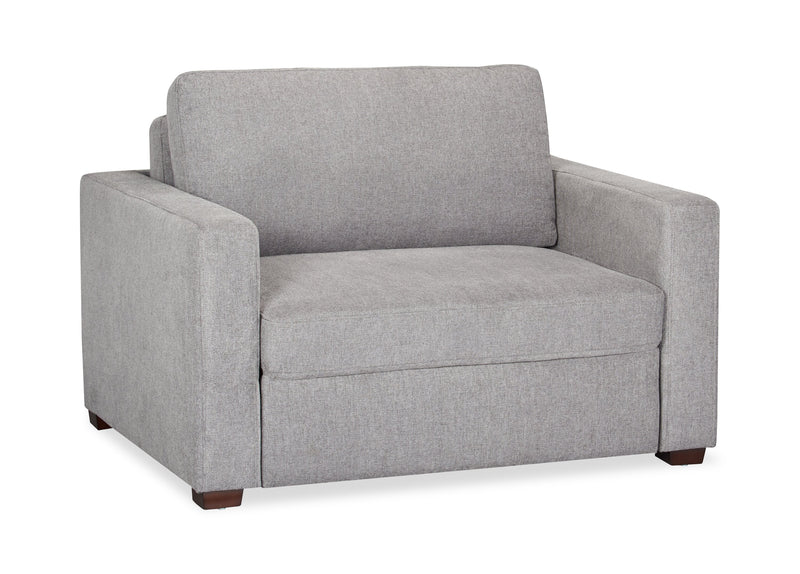 Fauteuil-lit Dusk de 52 po en tissu d’apparence lin avec accoudoirs rectilignes - gris