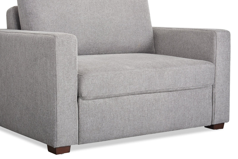Fauteuil-lit Dusk de 52 po en tissu d’apparence lin avec accoudoirs rectilignes - gris