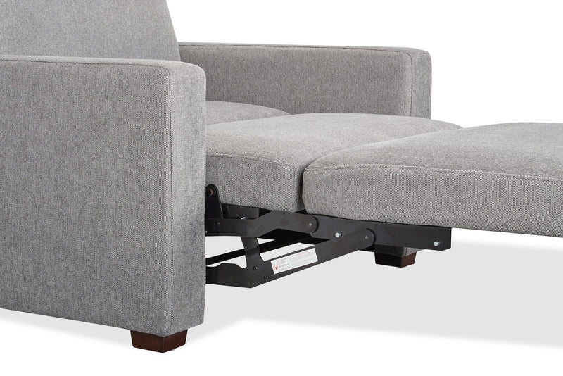Fauteuil-lit Dusk de 52 po en tissu d’apparence lin avec accoudoirs rectilignes - gris