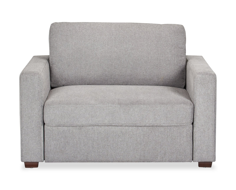 Fauteuil-lit Dusk de 52 po en tissu d’apparence lin avec accoudoirs rectilignes - gris