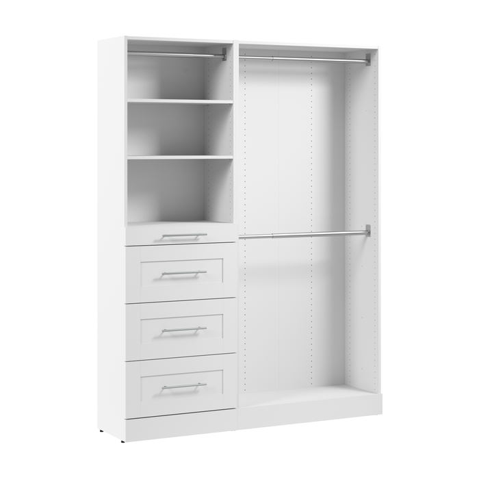 Système de garde-robe et pièce-penderie modulaire Florence de Bestar de 61 po avec tringles, tablettes et tiroirs de style Shaker - blanc
