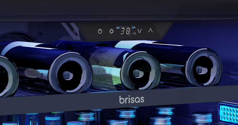 Refroidisseur à boissons Brisas par Zephyr de 24 po avec 1 zone pour 8 bouteilles - acier inoxydable - BBV24C01AG