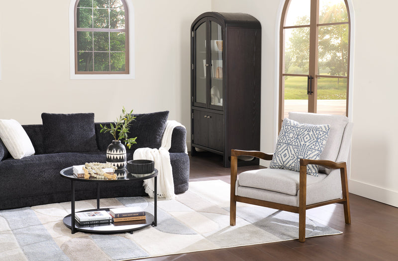 Fauteuil d’appoint Echo 27,95 po en tissu avec accoudoirs et pattes en bois - beige