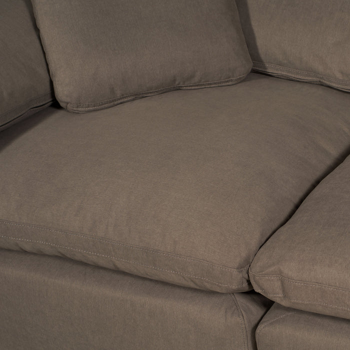 Sofa sectionnel modulaire de style cocon Eclipse 4 pièces en tissu d’apparence lin avec coussins réversibles en duvet et plumes - gris ardoise