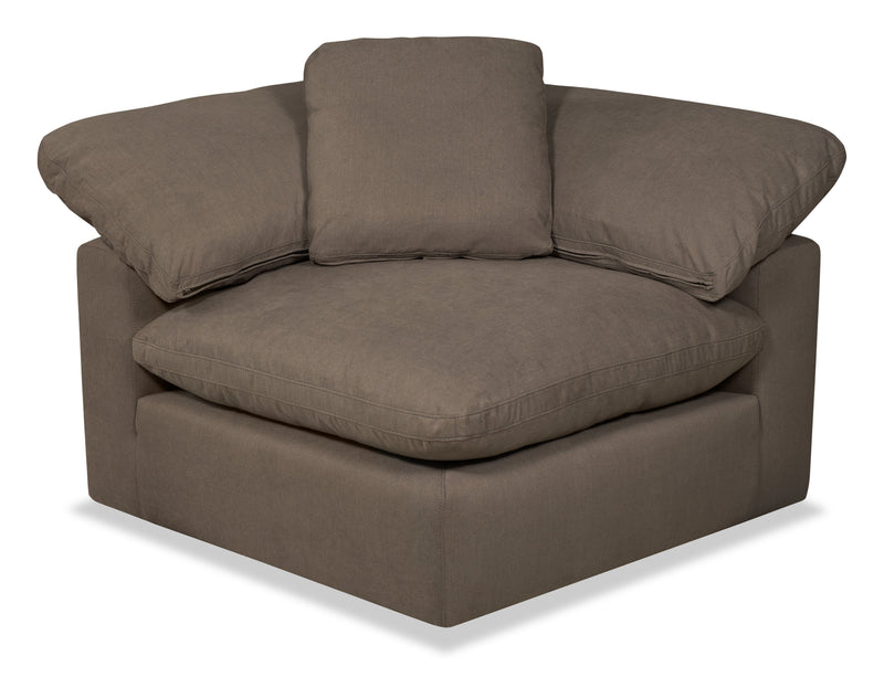 Sofa sectionnel modulaire de style cocon Eclipse 4 pièces en tissu d’apparence lin avec coussins réversibles en duvet et plumes - gris ardoise