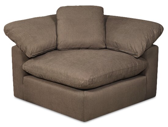 Sofa sectionnel modulaire Eclipse 5 pièces en tissu d’apparence lin avec pouf et coussins réversibles en duvet et plumes - gris ardoise