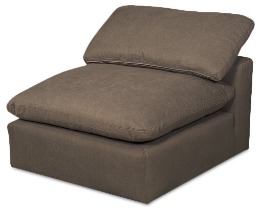 Sofa sectionnel modulaire Eclipse 5 pièces en tissu d’apparence lin avec pouf et coussins réversibles en duvet et plumes - gris ardoise