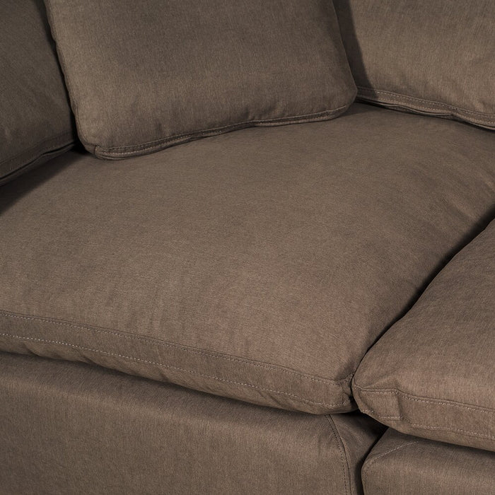 Sofa sectionnel modulaire Eclipse 5 pièces en tissu d’apparence lin avec pouf et coussins réversibles en duvet et plumes - gris ardoise