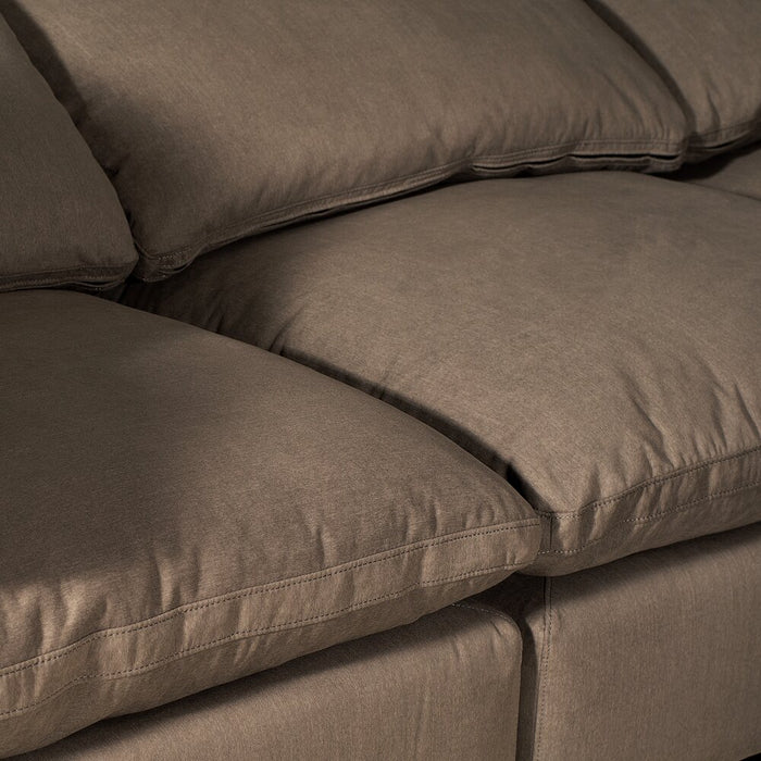 Sofa sectionnel modulaire Eclipse 5 pièces en tissu d’apparence lin avec pouf et coussins réversibles en duvet et plumes - gris ardoise