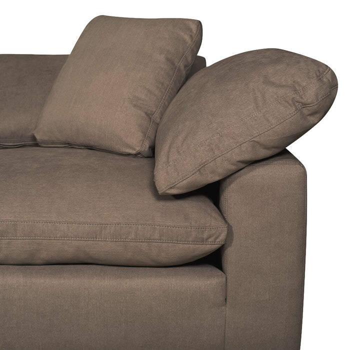 Sofa sectionnel modulaire Eclipse 5 pièces en tissu d’apparence lin avec pouf et coussins réversibles en duvet et plumes - gris ardoise