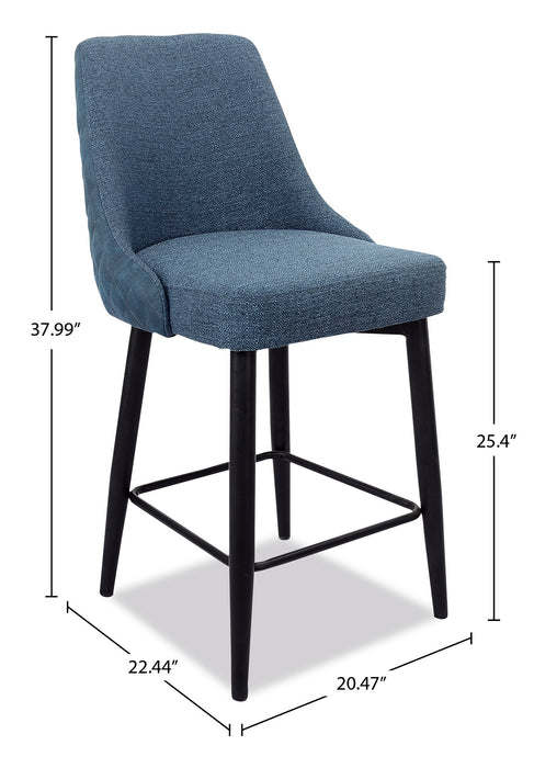 Tabouret 25 po Eden de hauteur comptoir en tissu d’apparence lin et en métal - bleu