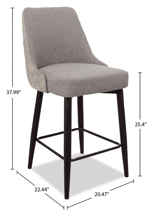 Tabouret 25 po Eden de hauteur comptoir en tissu d’apparence lin et en métal - gris