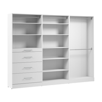 Système de pièce-penderie modulaire Florence de Bestar de 107 po avec tringles, tablettes et tiroirs de style lisse - blanc