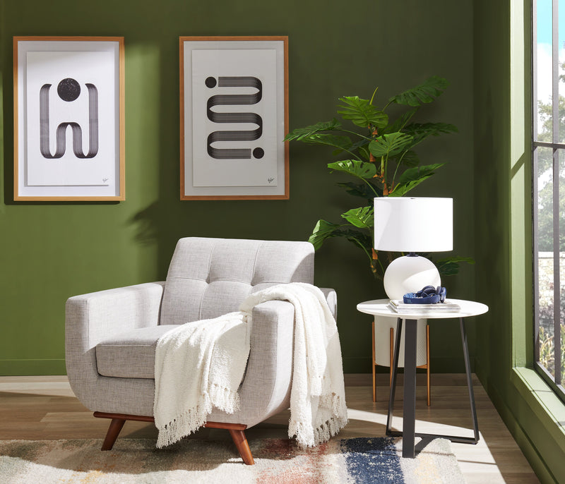 Lampe de table Elara de Kort & Co. de 18 po en céramique étain blanc