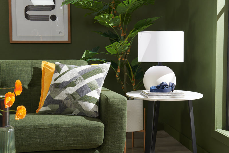 Lampe de table Elara de Kort & Co. de 18 po en céramique étain blanc