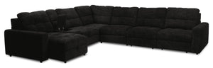 Sofa sectionnel modulaire à coulissement électrique de gauche Elevate de Scott Living 7 pièces en tissu de chenille avec rangement - Ebony