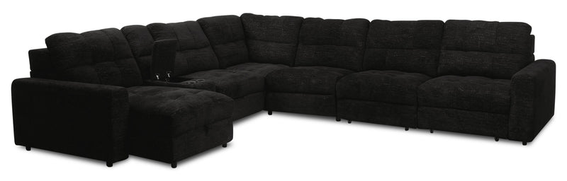 Sofa sectionnel modulaire à coulissement électrique de gauche Elevate de Scott Living 7 pièces en tissu de chenille avec rangement - Ebony