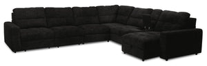 Sofa sectionnel modulaire à coulissement électrique de droite Elevate de Scott Living 7 pièces en tissu de chenille avec rangement - Ebony