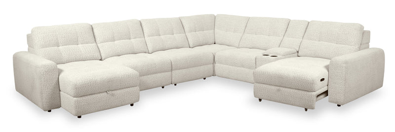 Sofa sectionnel modulaire à coulissement électrique de gauche Elevate de Scott Living 7 pièces en tissu de chenille avec rangement - beige
