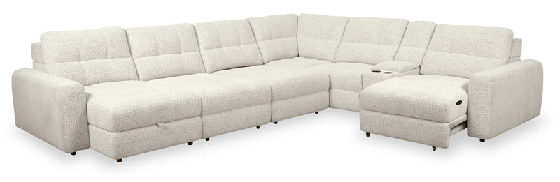 Sofa sectionnel modulaire à coulissement électrique de gauche Elevate de Scott Living 7 pièces en tissu de chenille avec rangement - beige